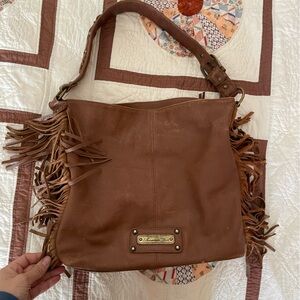 American West fringe leather purse
